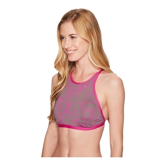 nike Adjustable High-Neck Top (Fuchsia Blast) Women's Swimwear, Multi - Picture 2 of 13
